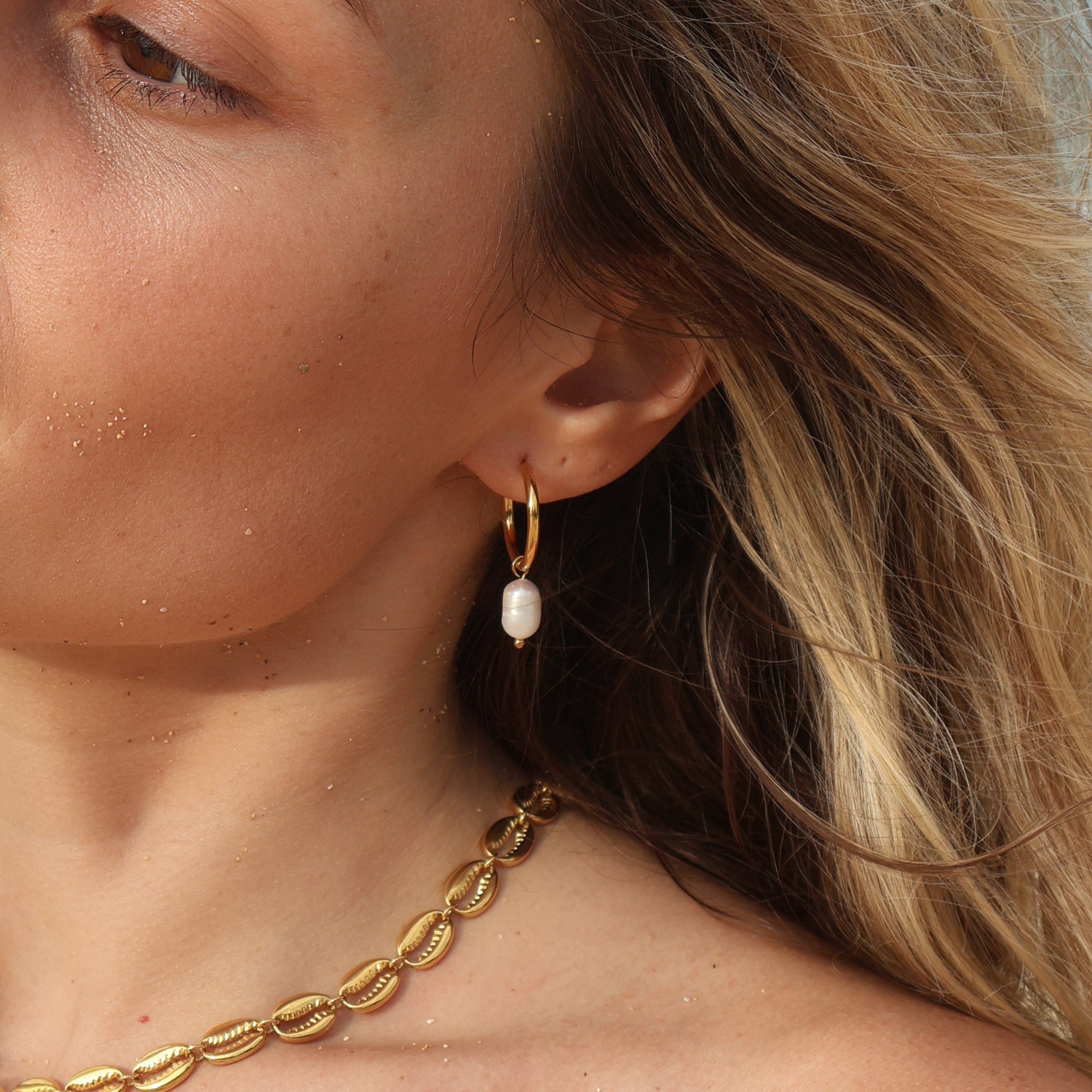 Mother of Pearl Hoop Earrings