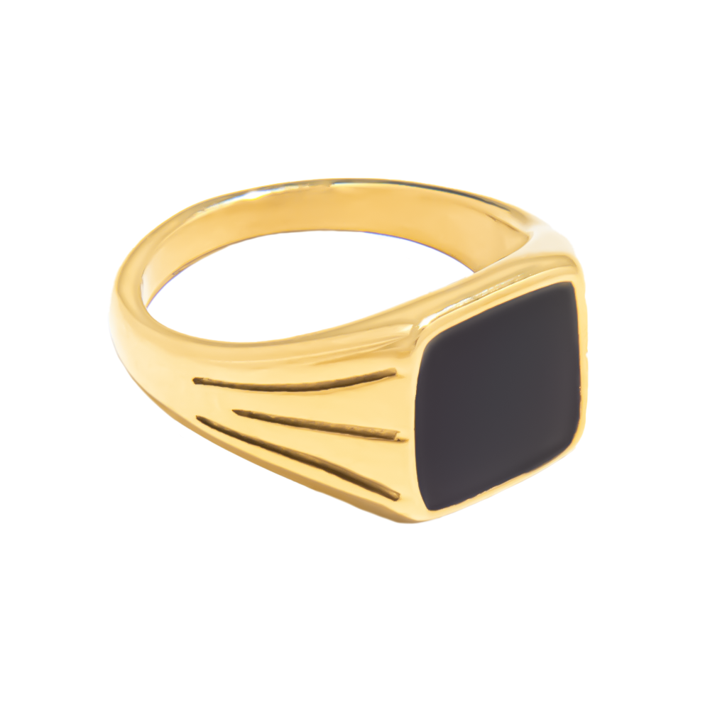 Obsidian Crest Signet Ring