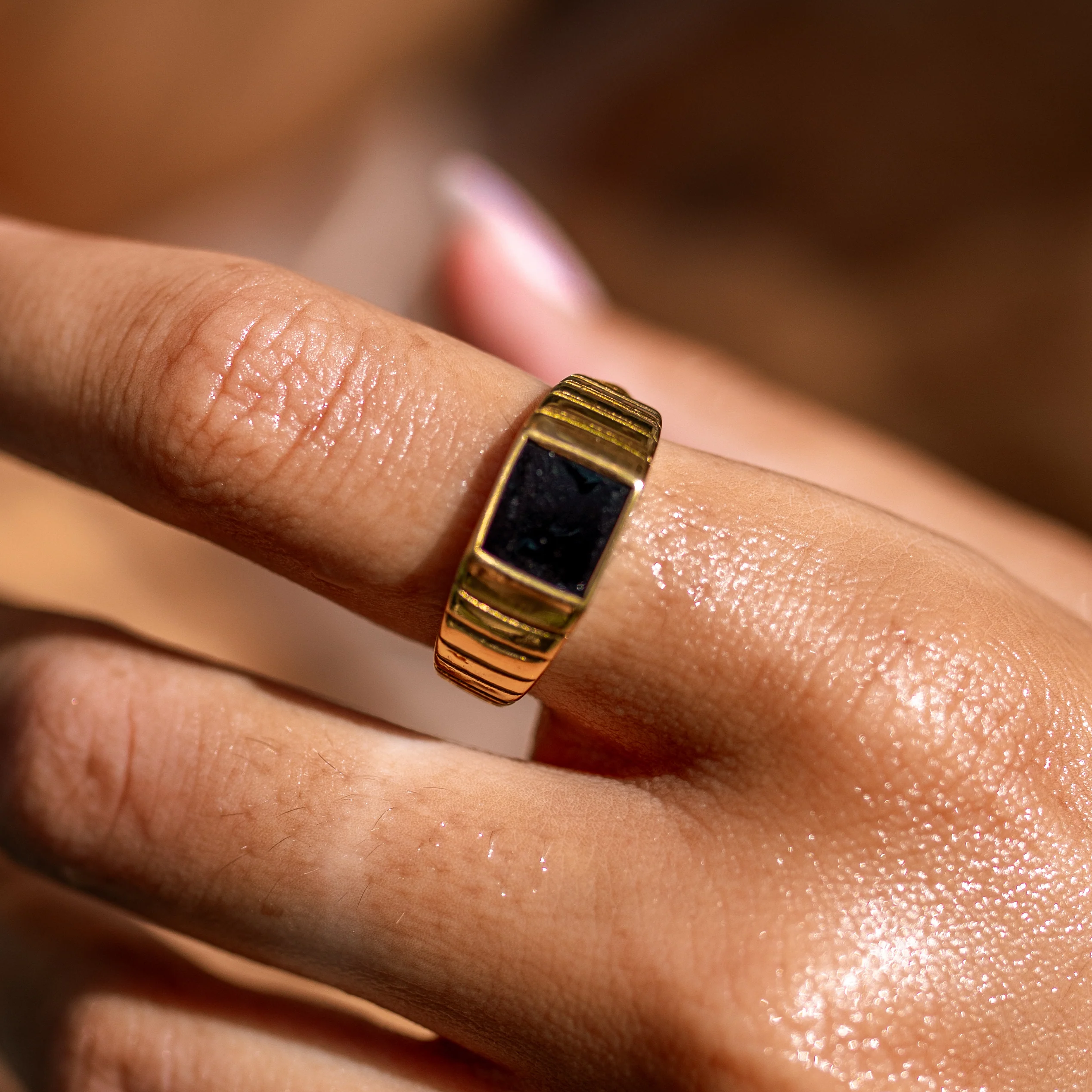 Obsidian Crest Signet Ring